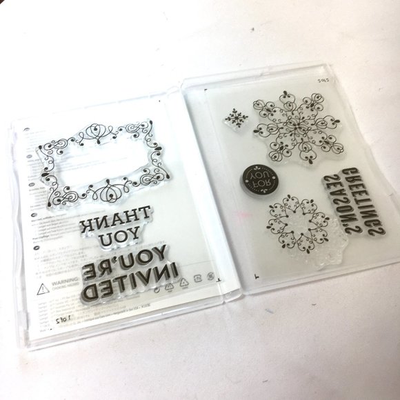 Stampin Up Cling Letterpress Holiday Stamps NWT - Picture 3 of 7